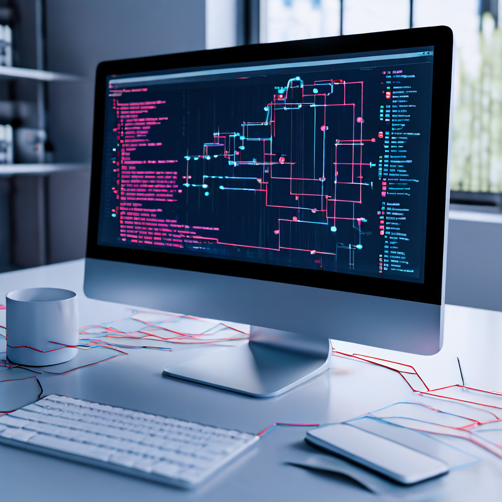 실패한 백업 복구로 인해 시스템 오류가 발생한 상황을 상징적으로 보여주는, 데이터 열 불일치와 깨진 링크의 순서도를 표시한 컴퓨터 화면 이미지입니다.